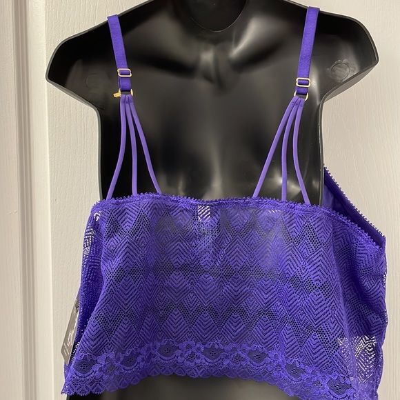 [3X] Ashley Graham lingerie - Purple stretchy/lace bralette - Tri Strap back - Picture 2 of 9